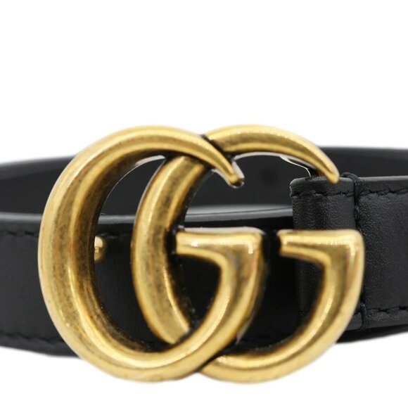 Gucci Slim Double G buckle Smooth Leather Belt Size 95/38 Black 409417 - Picture 5 of 9